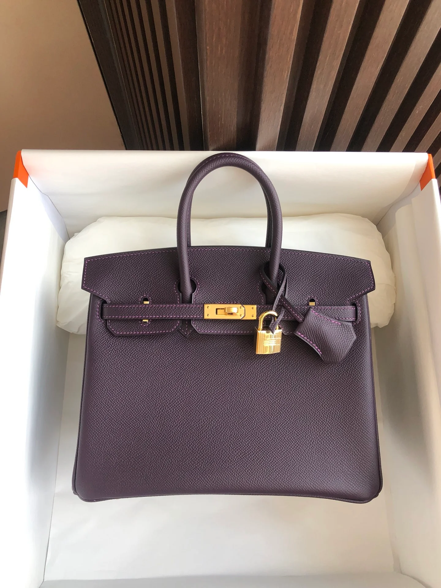 Пряжка Hermes Kelly 25 Epsom Grape Purple Gold