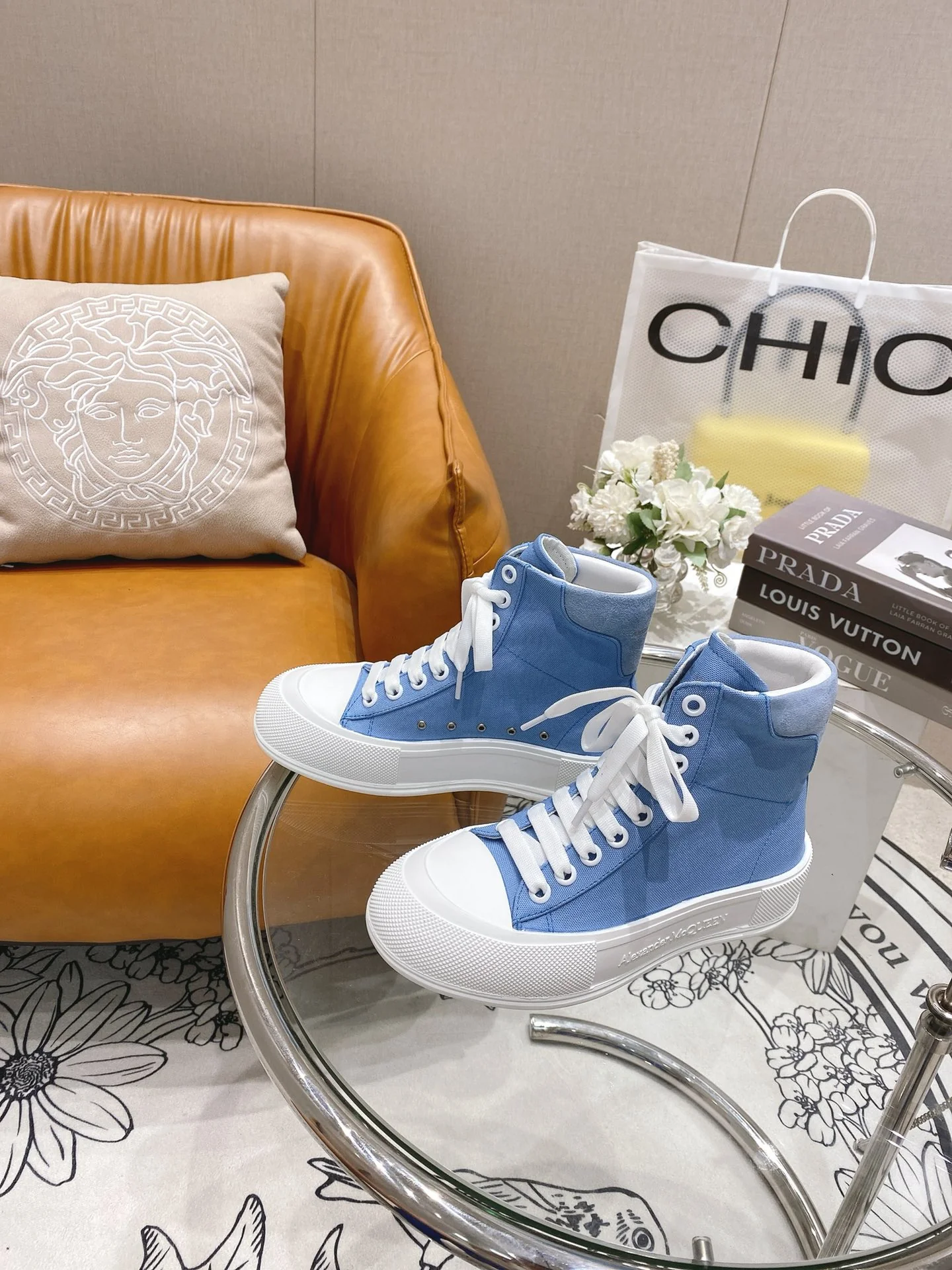 Кед на платформе McQueen - небесно-голубой