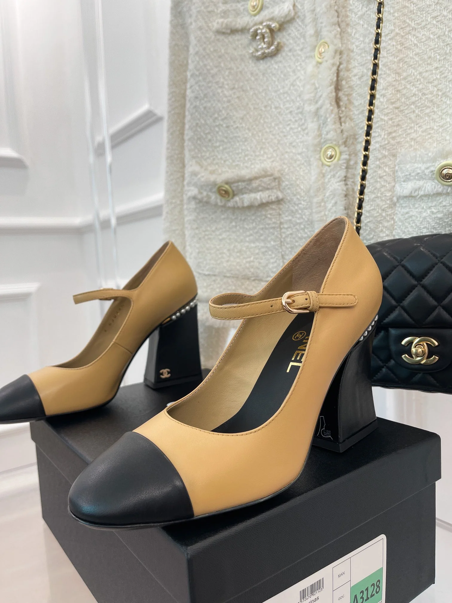 Туфли на высоком каблуке Chanel Mary Jane - Размеры 35-39-40-41 (изготовление на заказ)