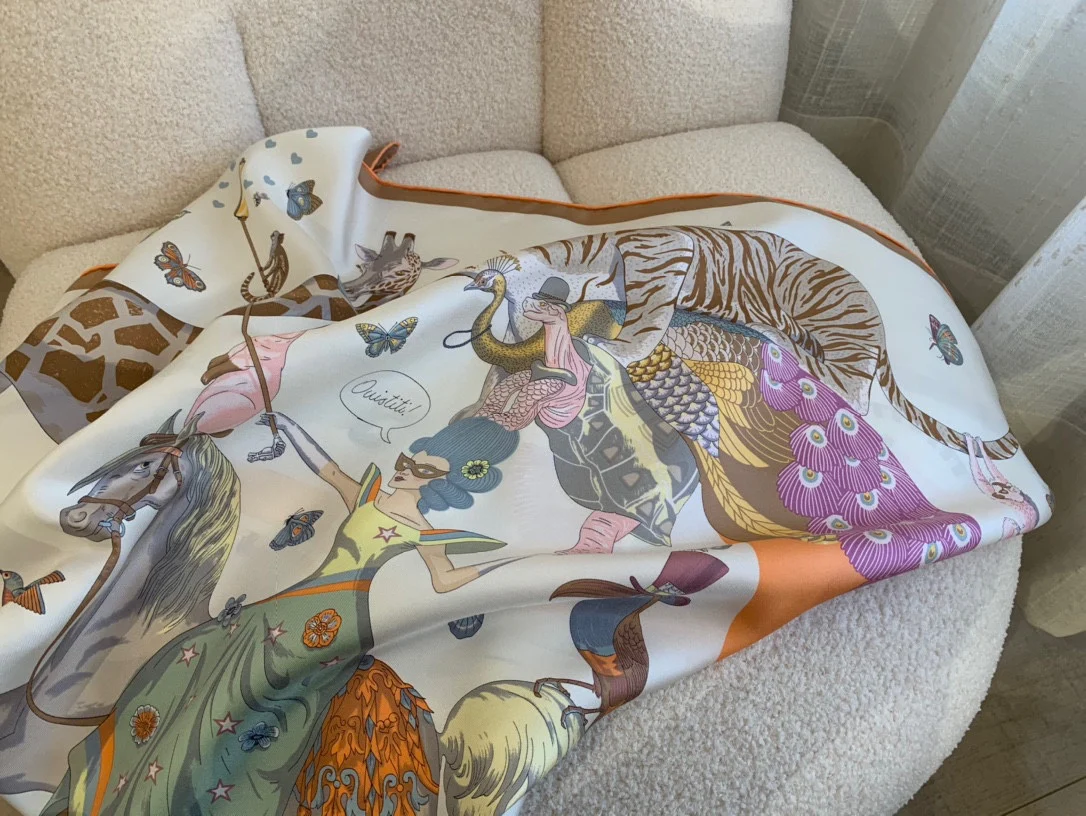 Шелковый шарф Hermes 90