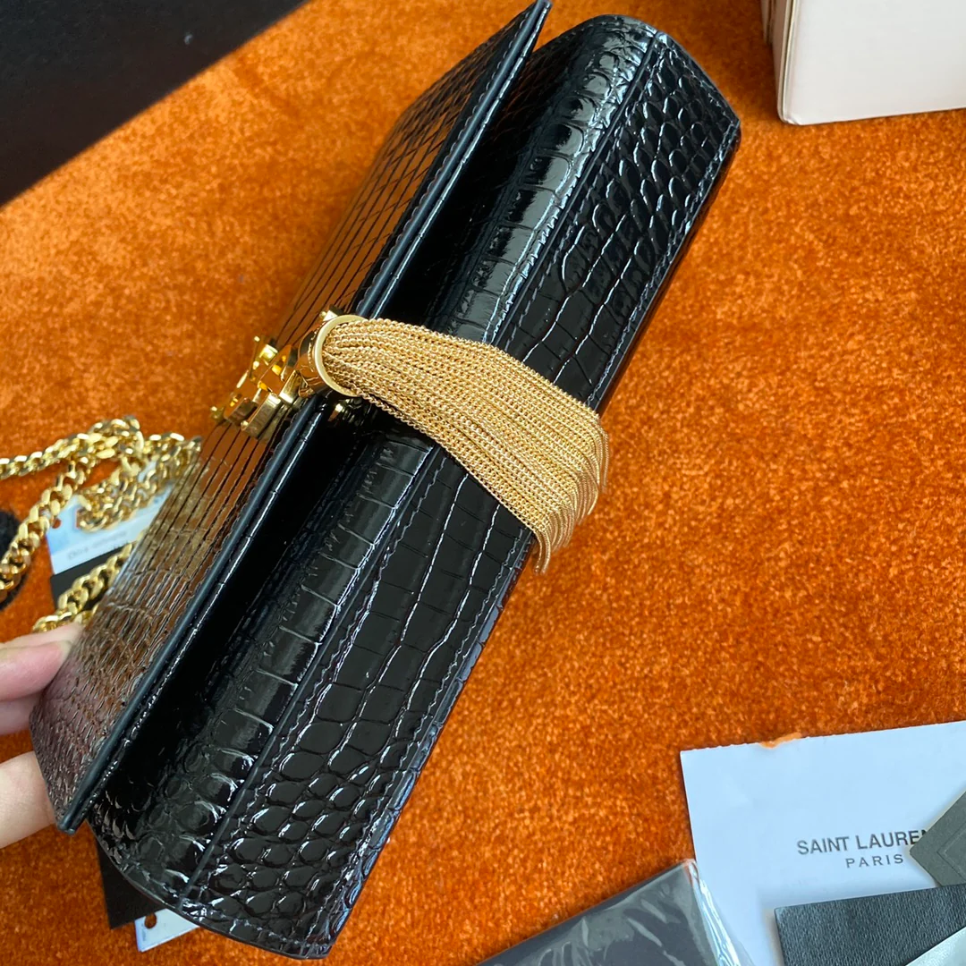 Сумка YSL Kate с цепочкой и крокодиловым принтом - маленькая