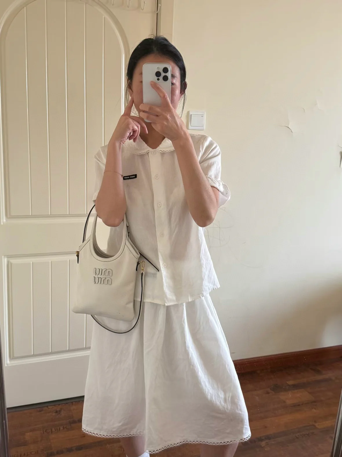 Сумка-шоппер Miu Miu-5ba281m650-??? Маленькая, мелово-белая