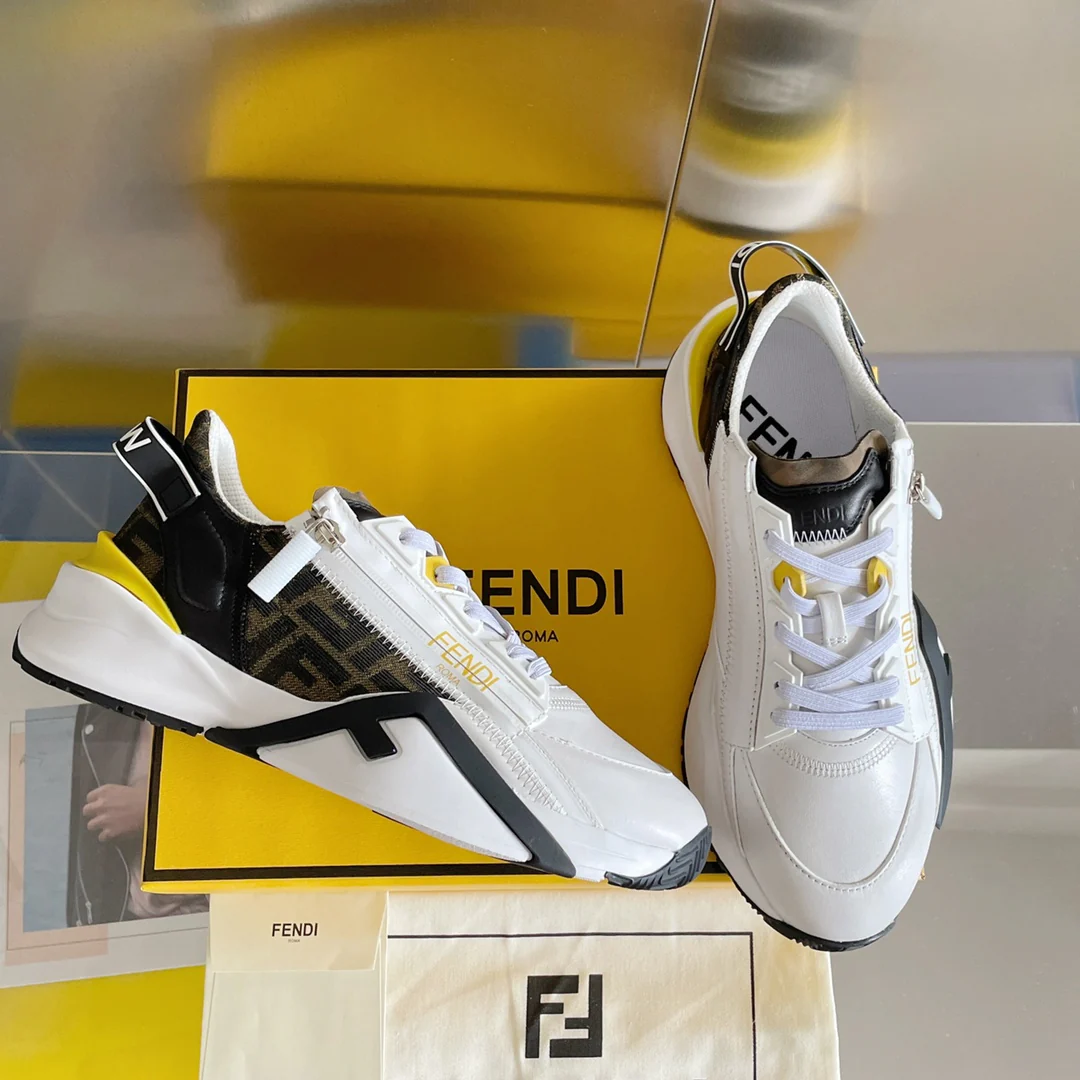 Fendi - Повседневные кроссовки - Белые и желтые - 1