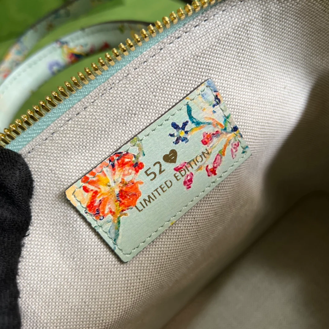 Сумка Gucci Ophidia Square Retro — 20x19 см x 5x7 см x 5 см — мятно-зеленый принт.