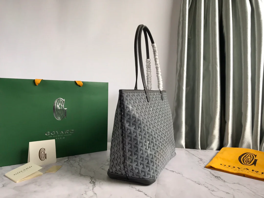 Большая сумка-тоут Goyard на молнии - серая