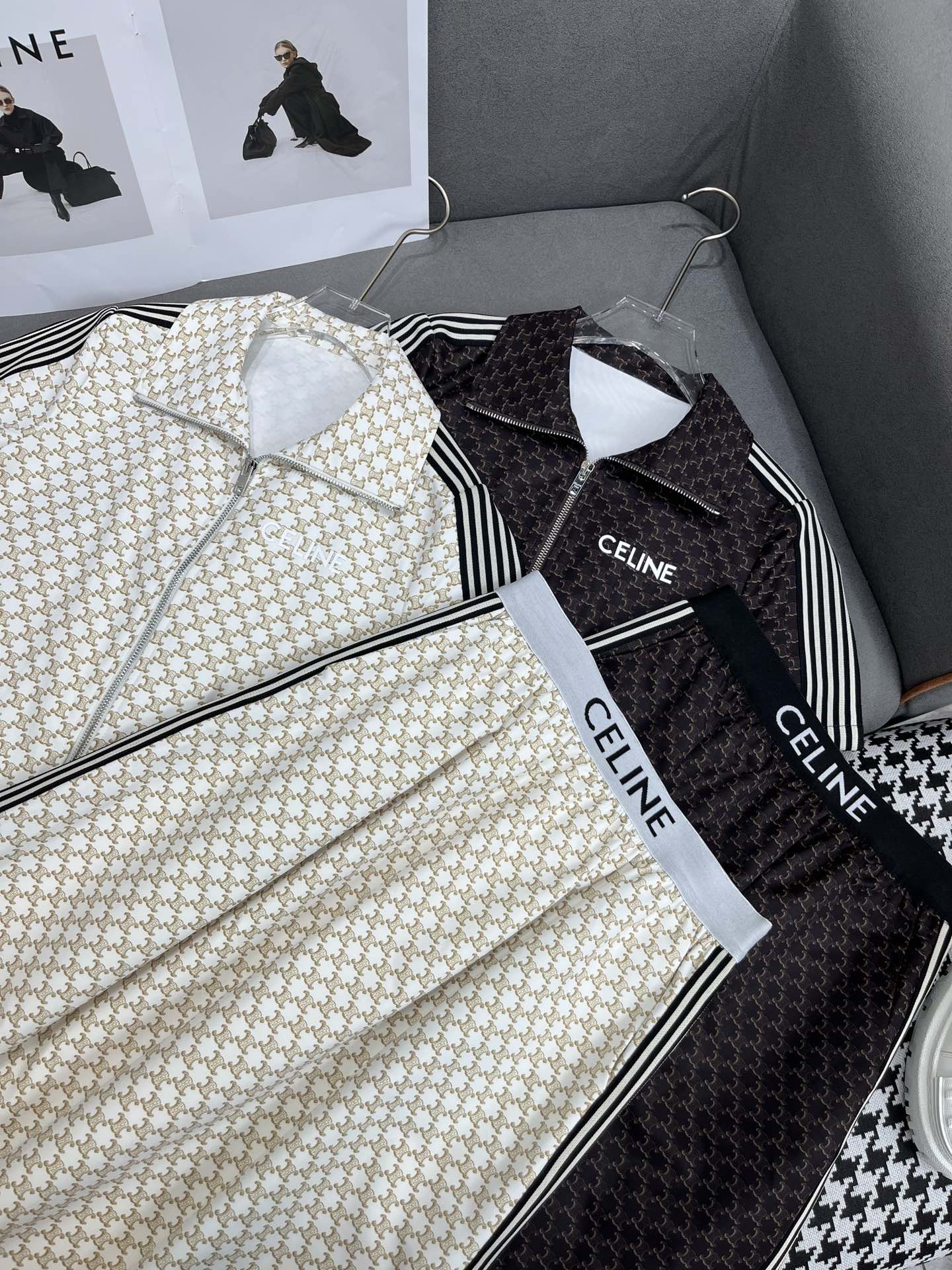 Комплект Celine 2404-24ss весна/лето: топ и юбка с воротником-молнией, черный.