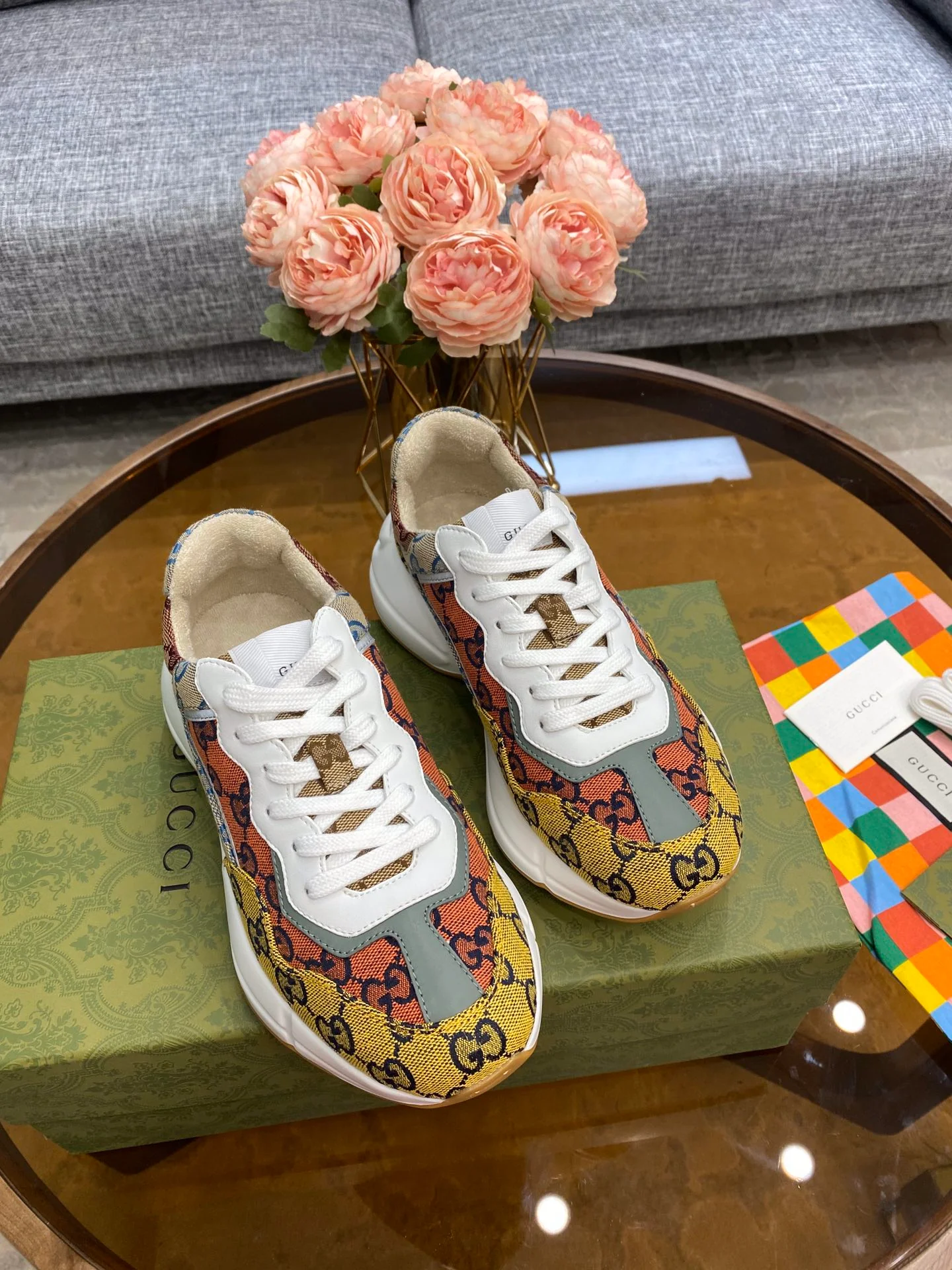 Массивные кроссовки Gucci - унисекс - 19