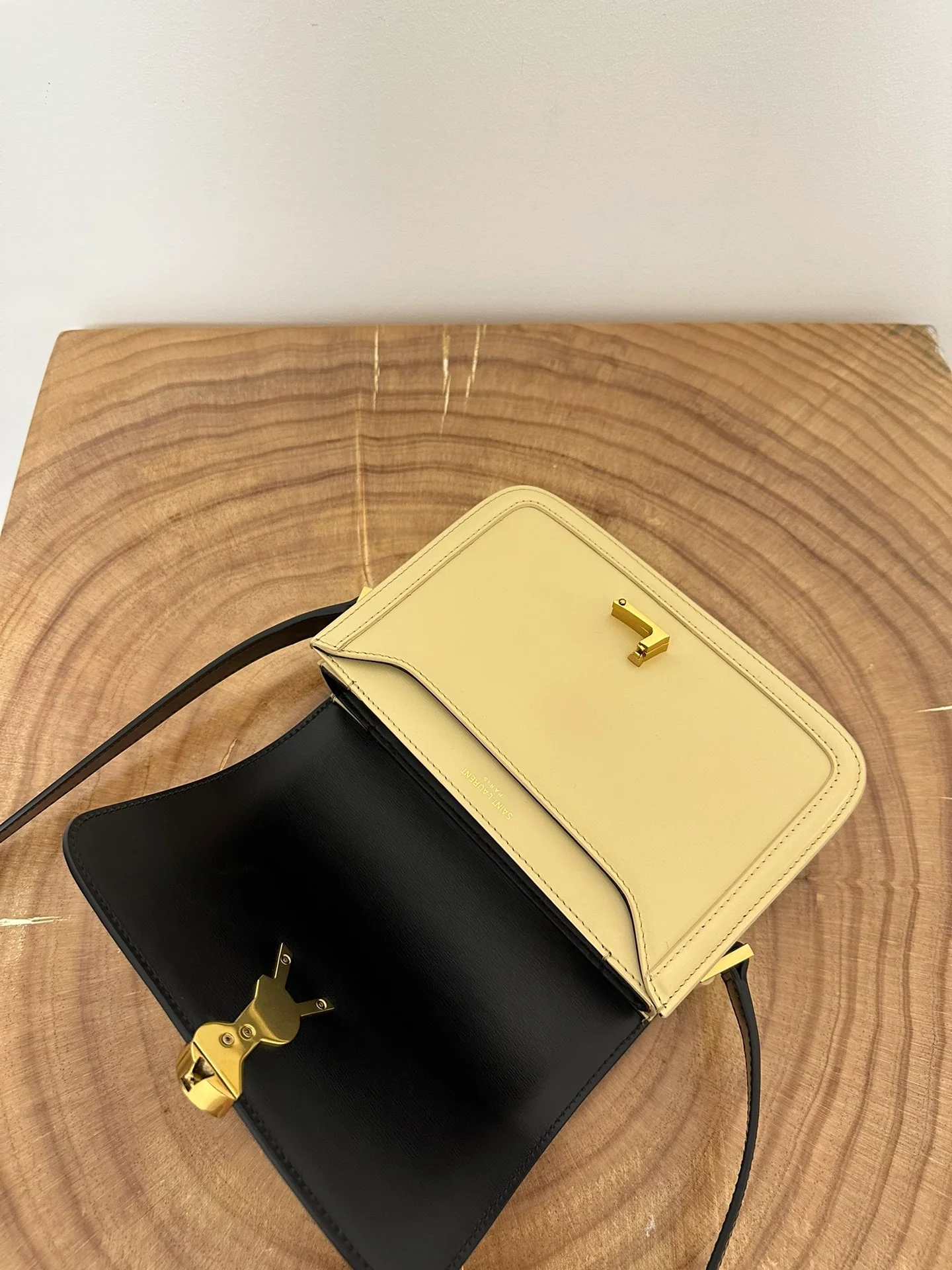 YSL Box Saint Laurent Tofu Bun Small Black with Aprilcot Finish