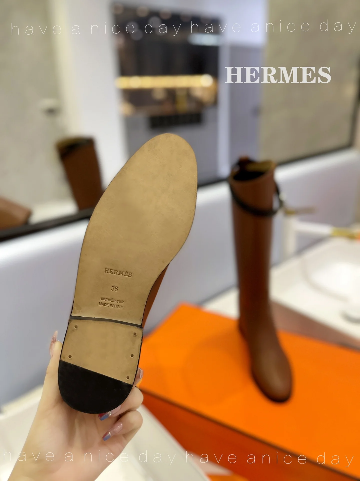 Классические сапоги Hermes Kelly Buckle Rider — коричневые