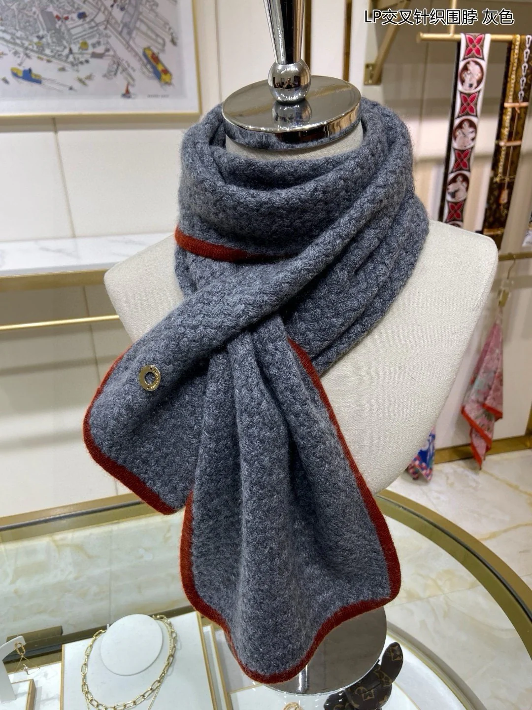 Шарф Loro Piana 2024 Cross Knit Scarf - 25-125-Charcoal Grey