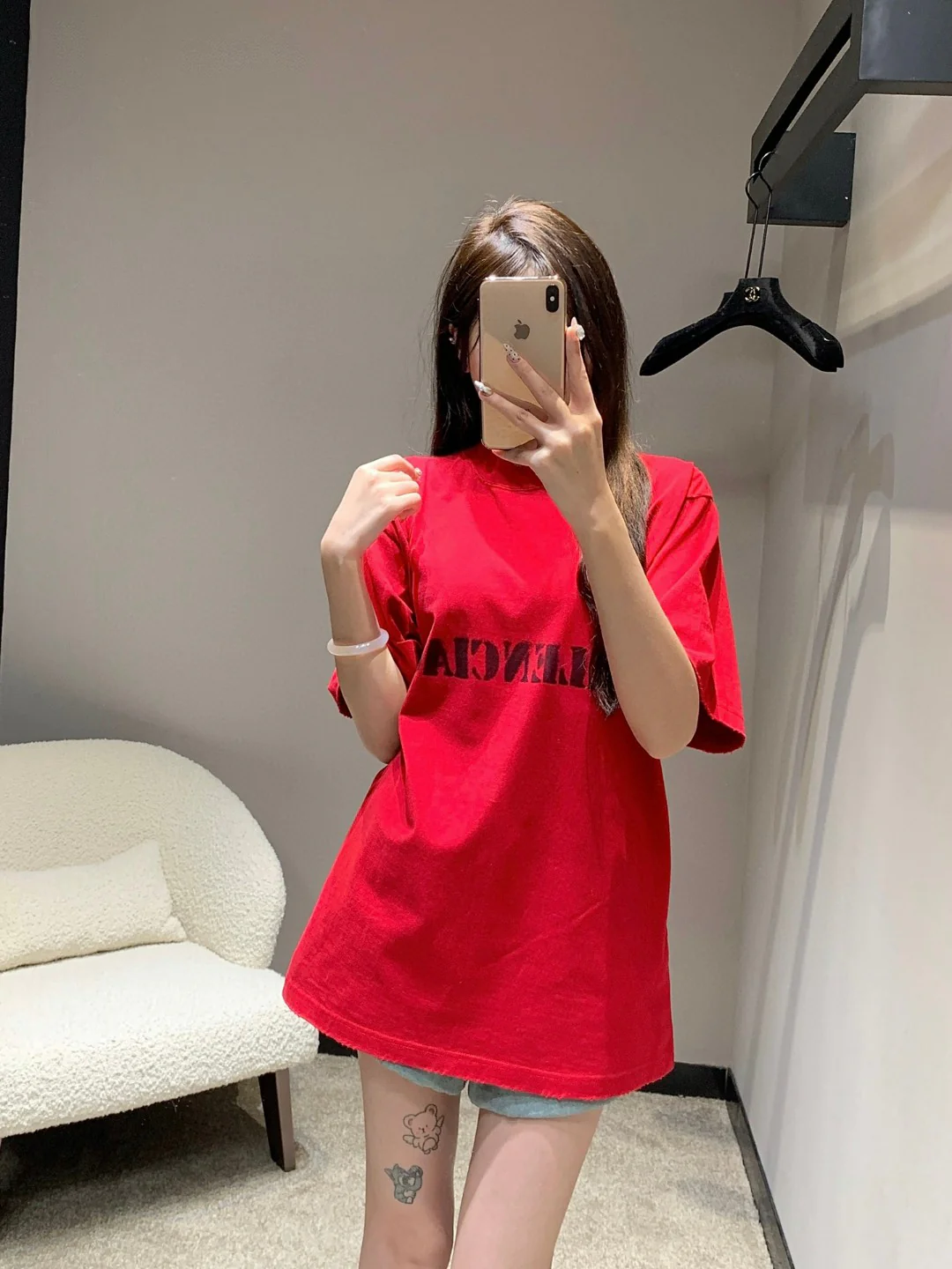 Футболка Balenciaga 2403 Vintage Distressed Lettering с коротким рукавом - красная