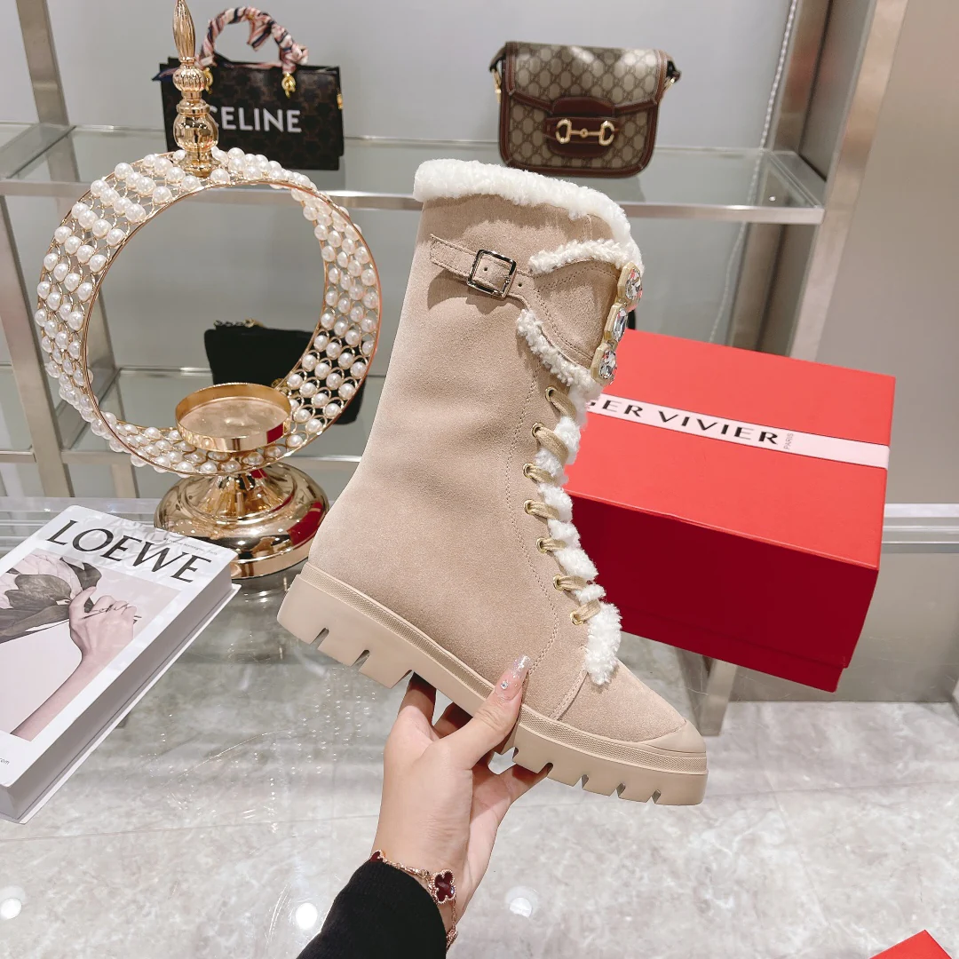 Ботильоны на шнуровке из овчины и замши с пряжкой из страз