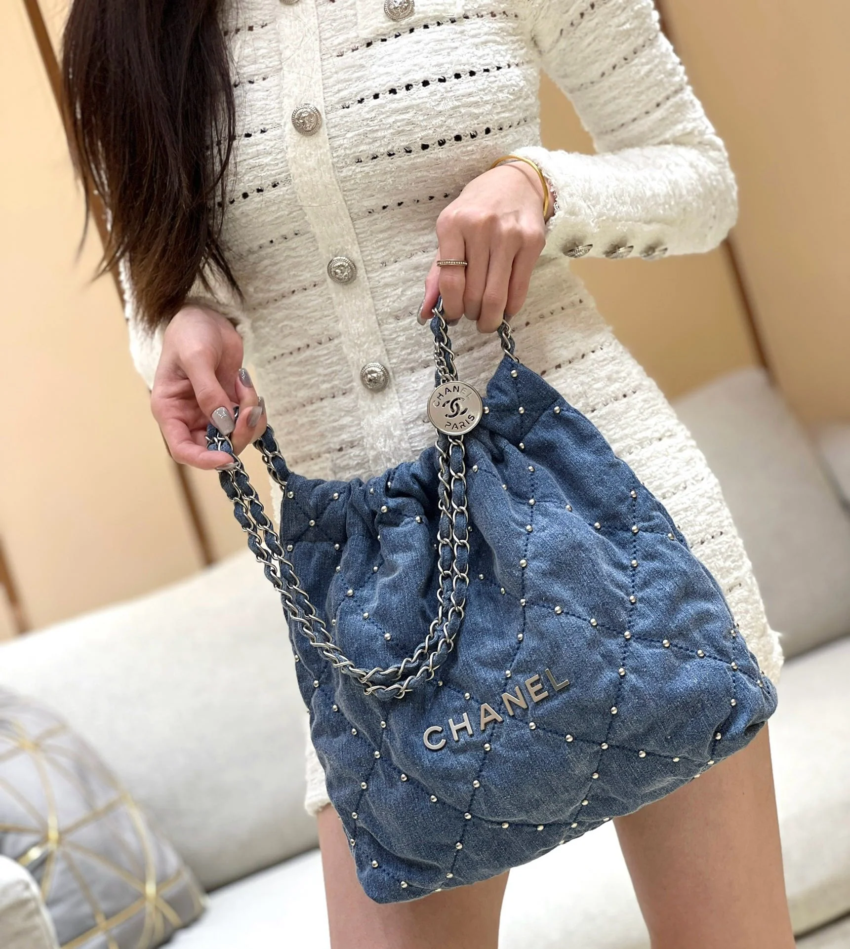 Сумка Chanel 24s 22 Series Rivet Denim Bag - Маленькая
