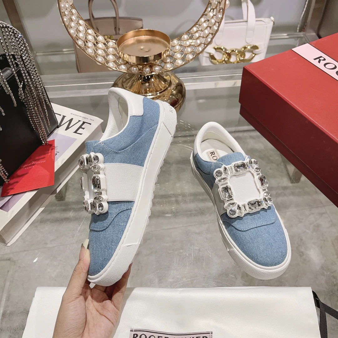 Обувь RV Shoes - Новинка весны/лета 2023 - Повседневные туфли viv-golf с бриллиантовой пряжкой - Синие