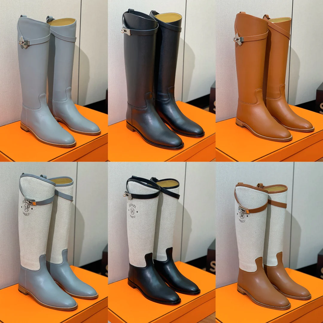 Сапоги для верховой езды Hermes Kelly с пряжкой - коричневые