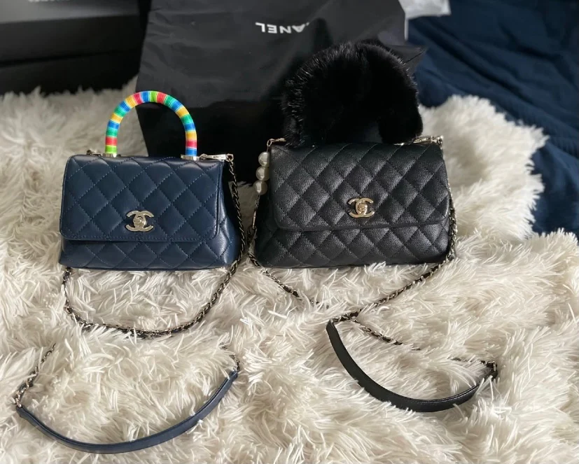 Мини-сумочка Chanel Coco Handle Rainbow Bag - темно-синяя