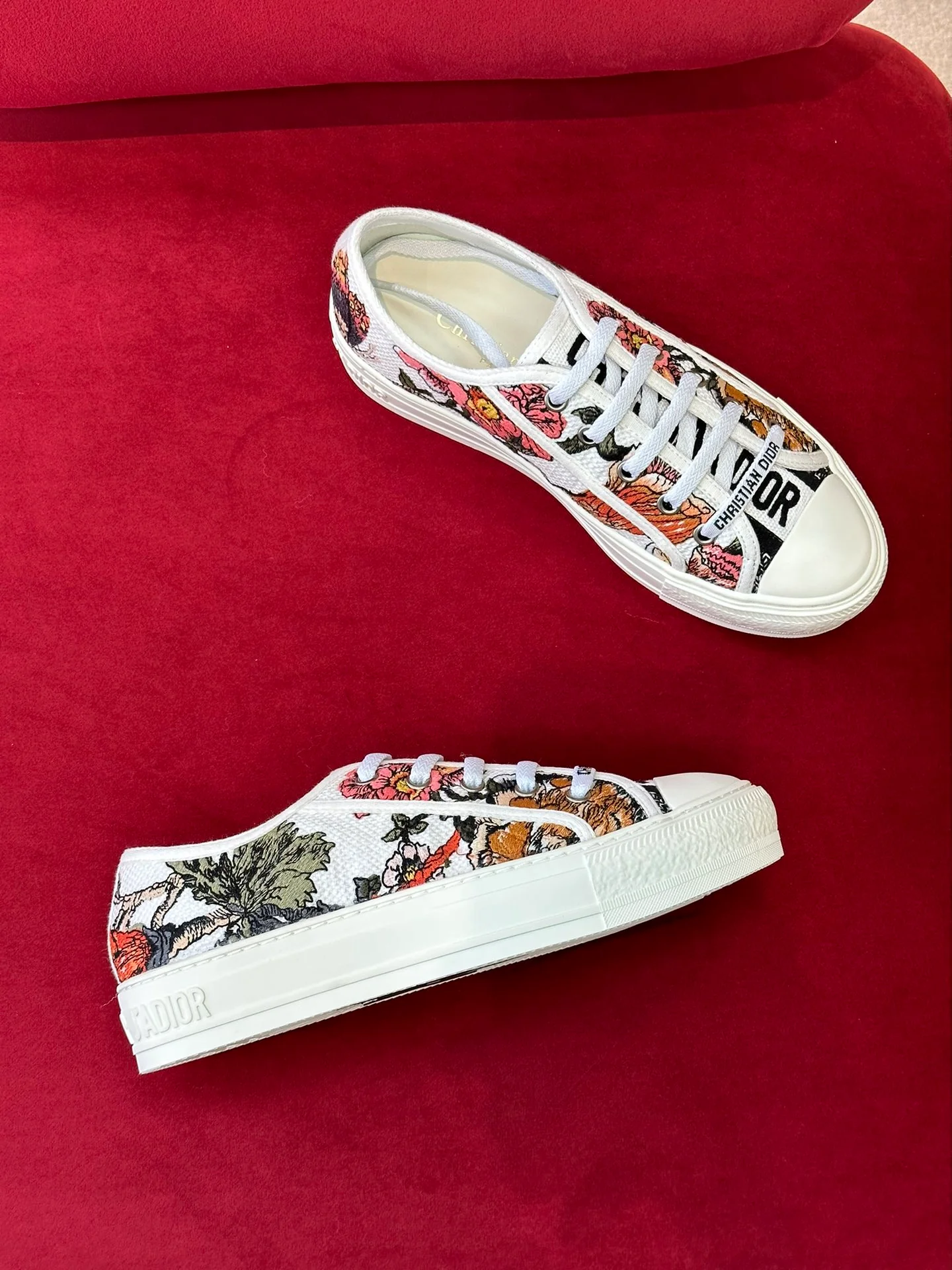 Коллекция Dior Весна/Лето 2023: Новые цвета - Кроссовки с вышивкой - Цветочный узор