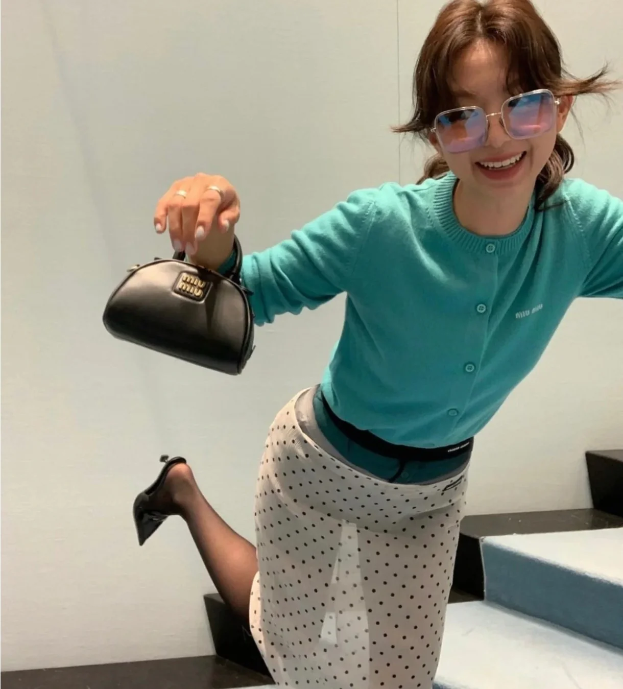 Сумка для боулинга Miu Miu - черная