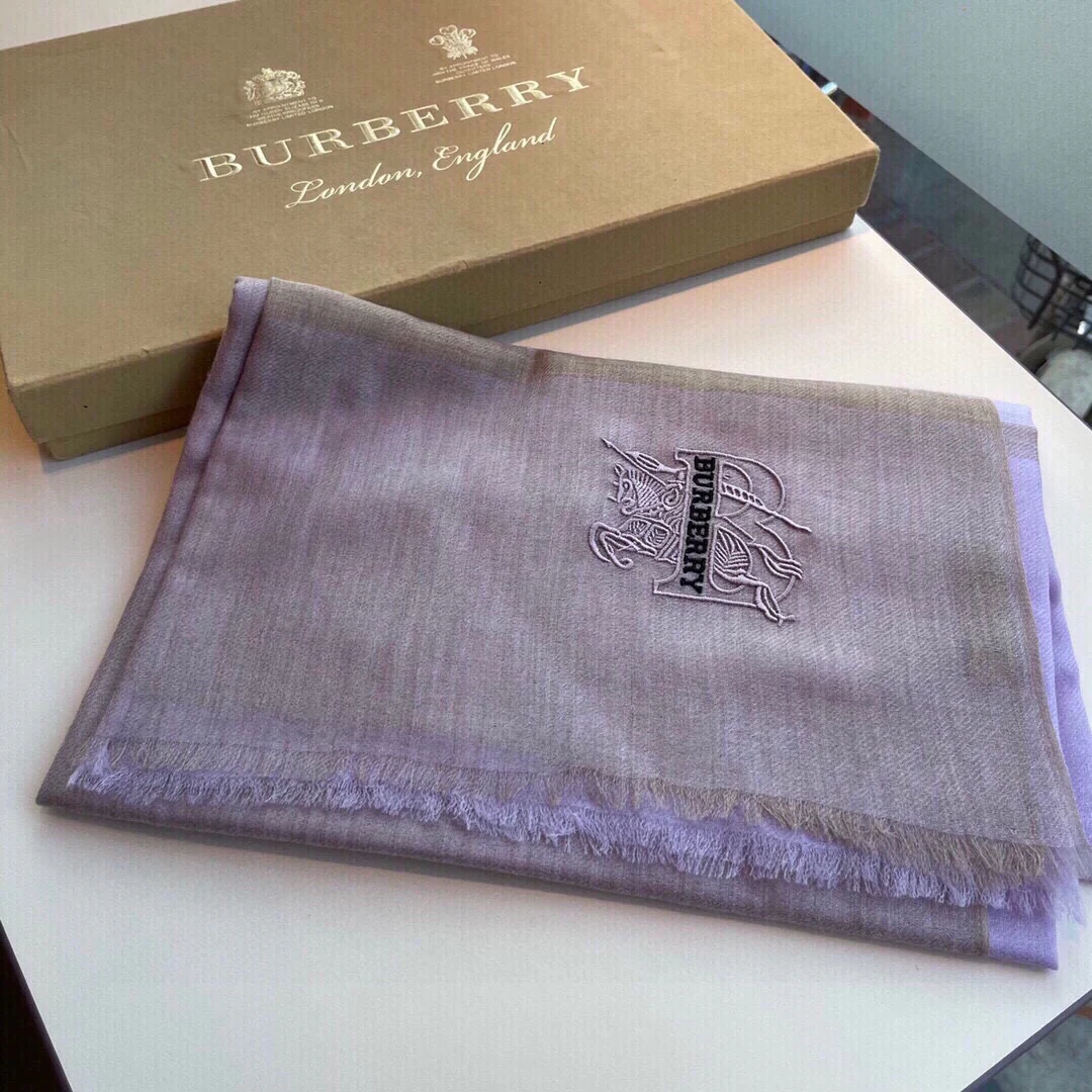 Классический клетчатый шарф Burberry - 100 см - 200 см - 100 см - Кашемир - Фиолетовый