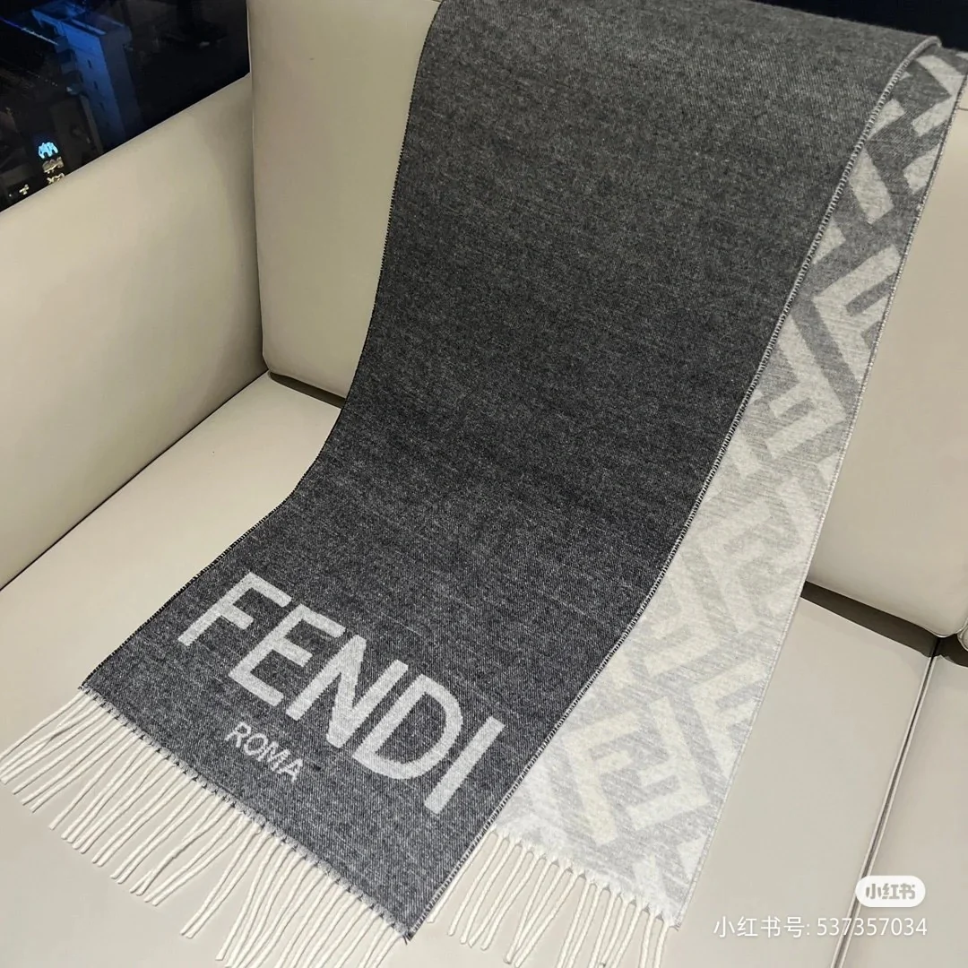 Двусторонний шарф Fendi с градиентным рисунком - 35 см - 190 см - 78 см - Кашемир - 22 см - Шерсть