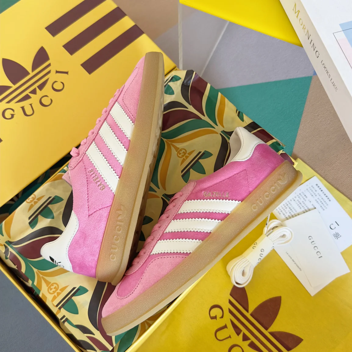 Скейтбордистские кроссовки Gucci 2024 - розовые