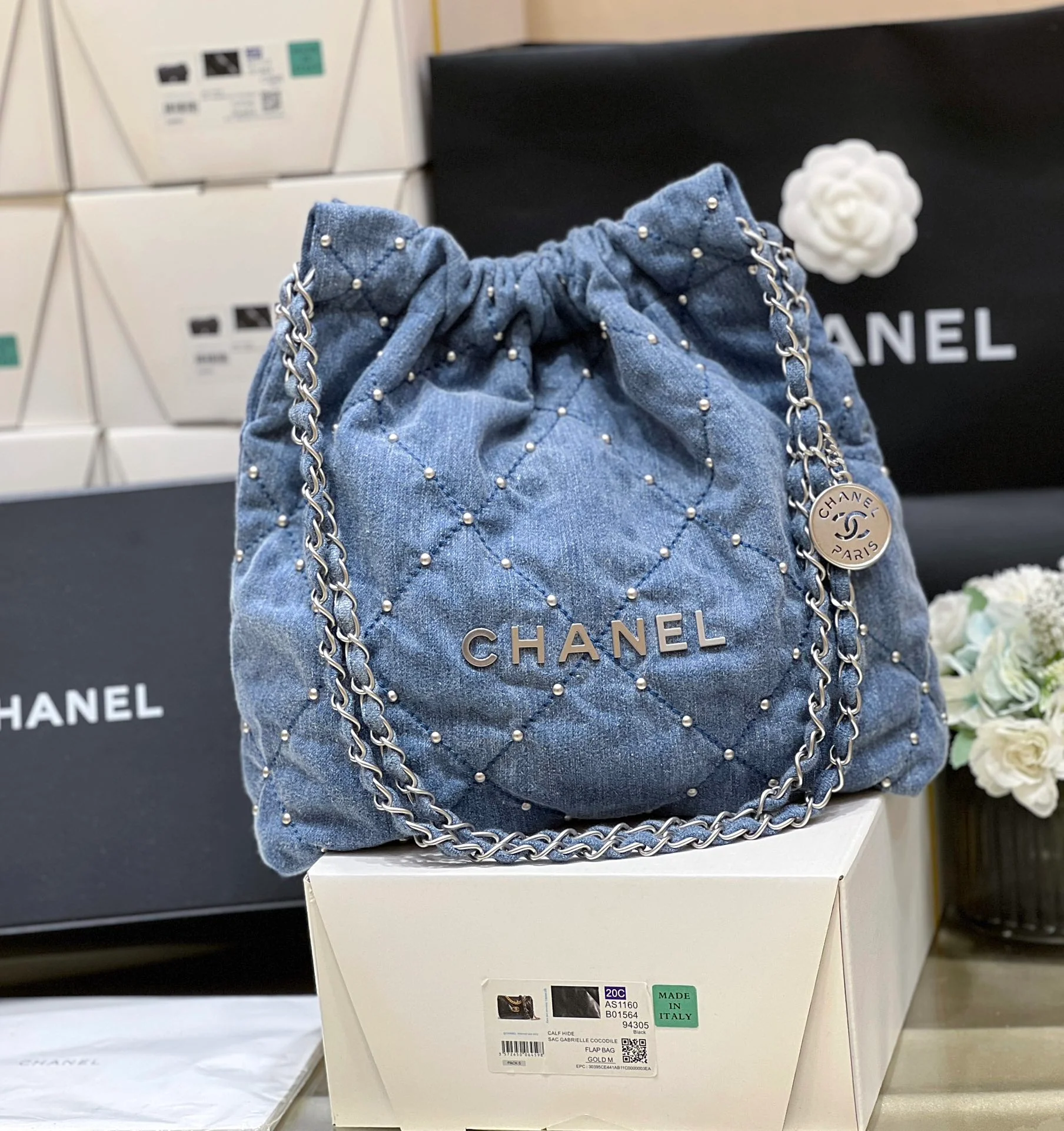 Сумка Chanel 24s 22 Series Rivet Denim Bag - Маленькая