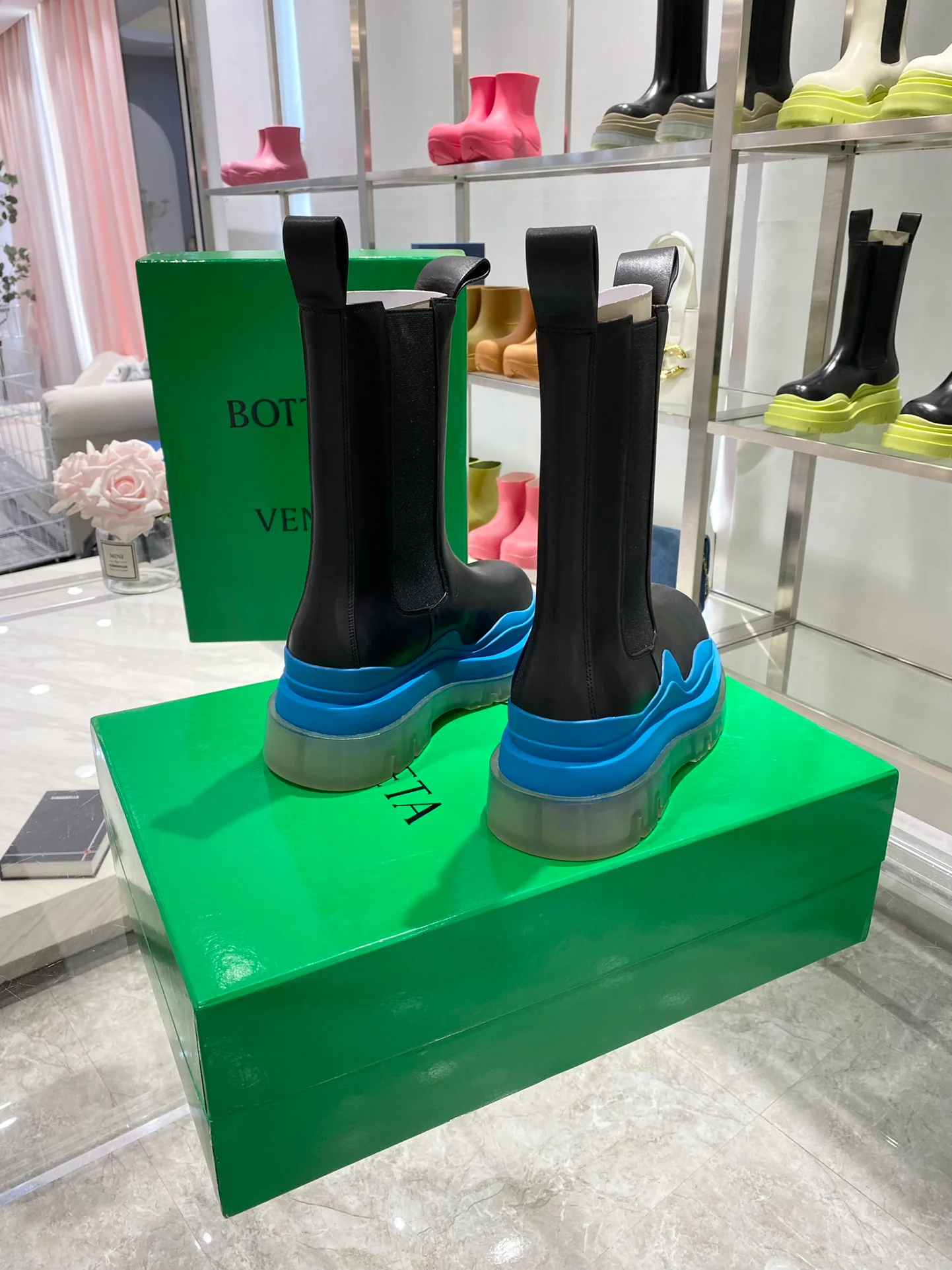 Обувь BV - BV - синяя подошва - до середины икры - ботинки Martin на платформе