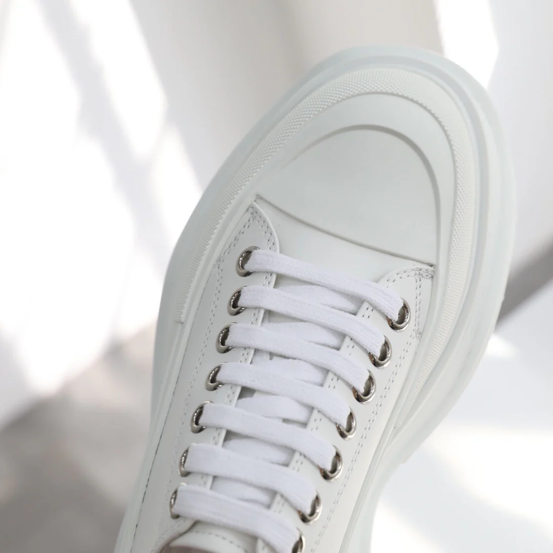 Ковбойские туфли на платформе McQueen, унисекс, белые.