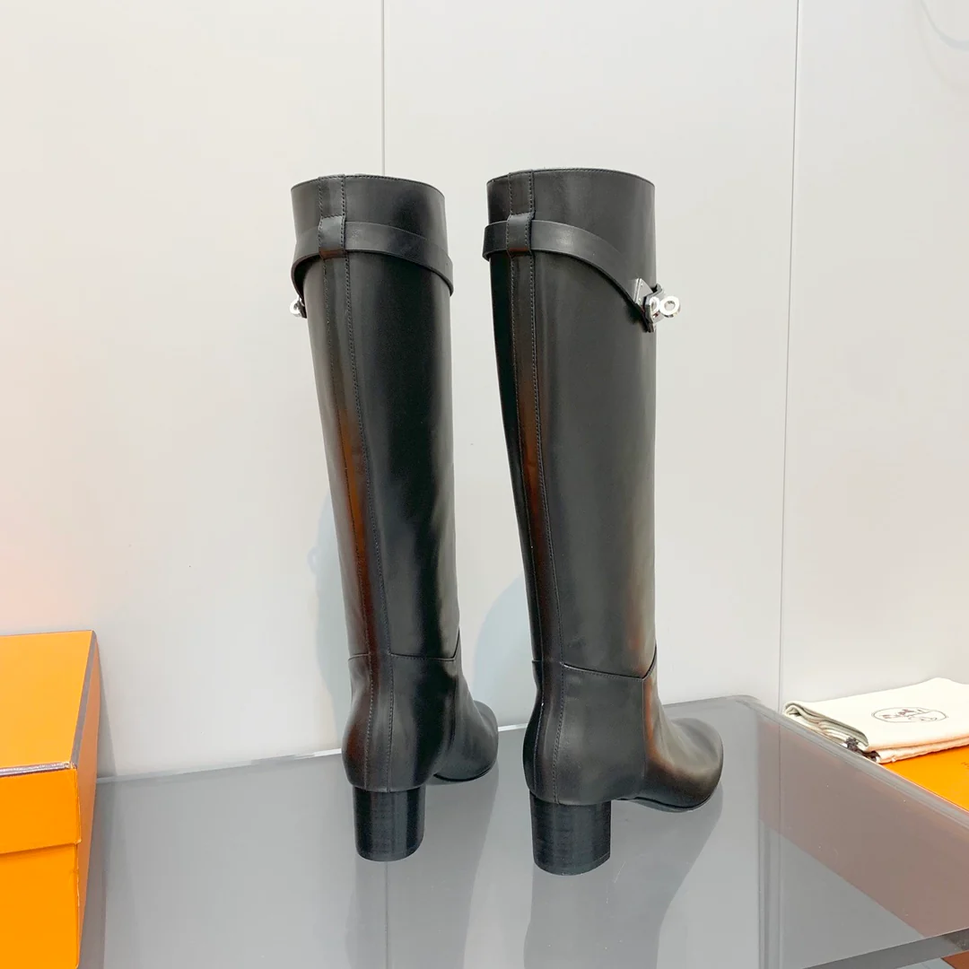 Сапоги Hermes Kelly Buckle Collection - высокие сапоги - черные