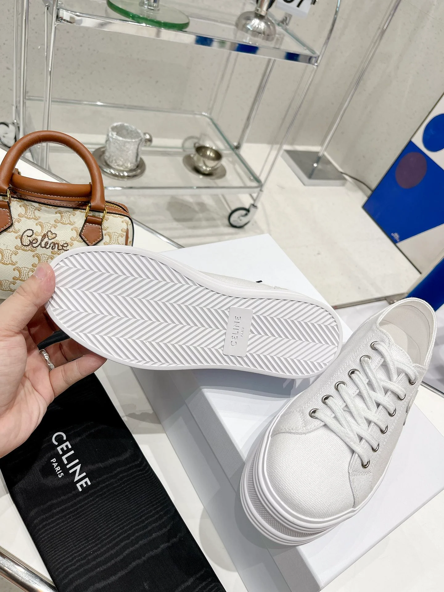 Celine - Белые парусиновые туфли на платформе