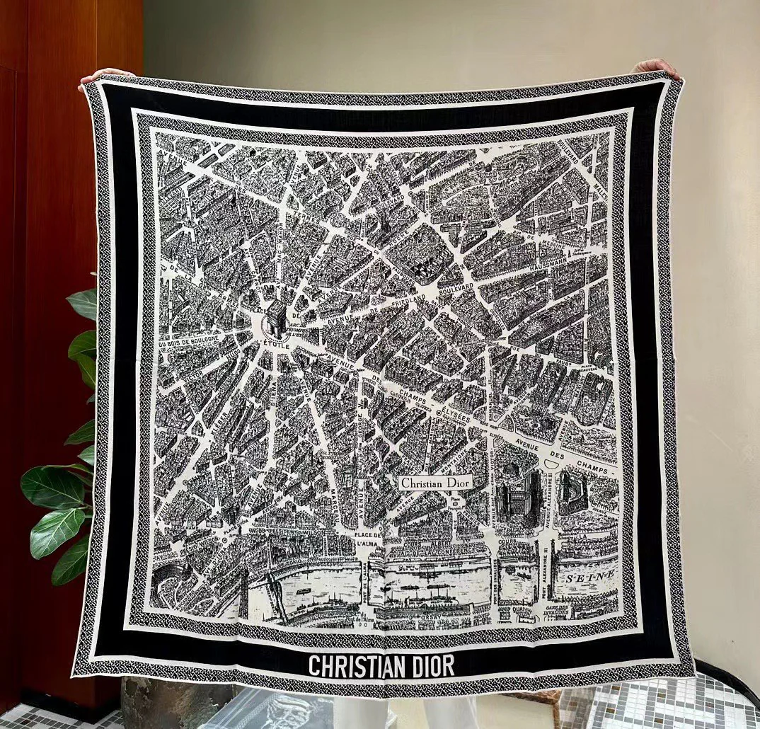 Шарф Dior 2024 Paris Map Scarf - 110-111