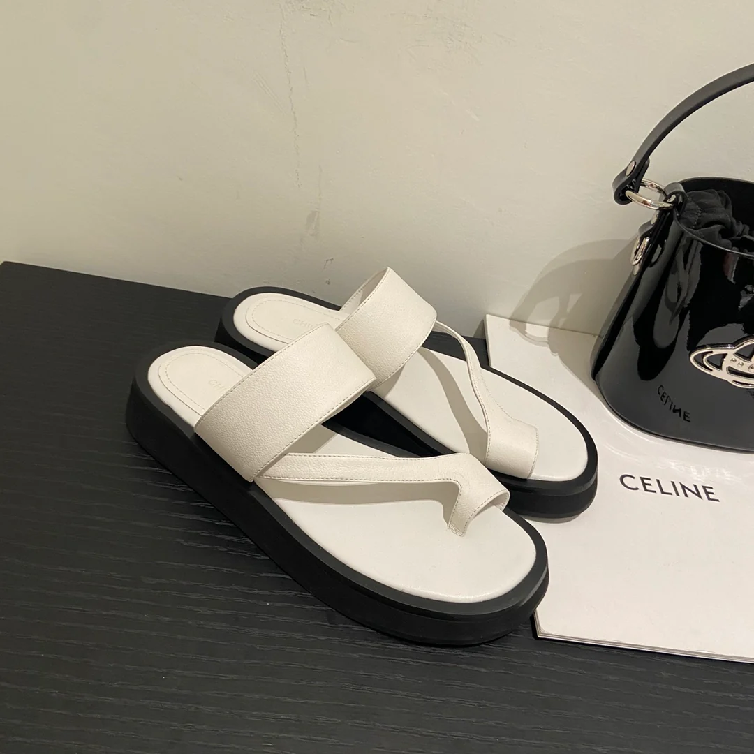 Тапочки Celine на платформе из овечьей кожи - 1