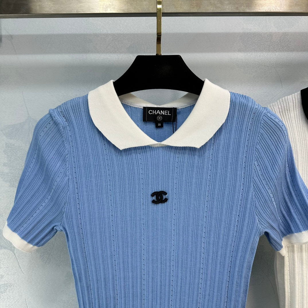 Chanel 2404 Весна/Лето Новинка Изысканный короткий топ из пряжи, похожий на сказочный - Синий