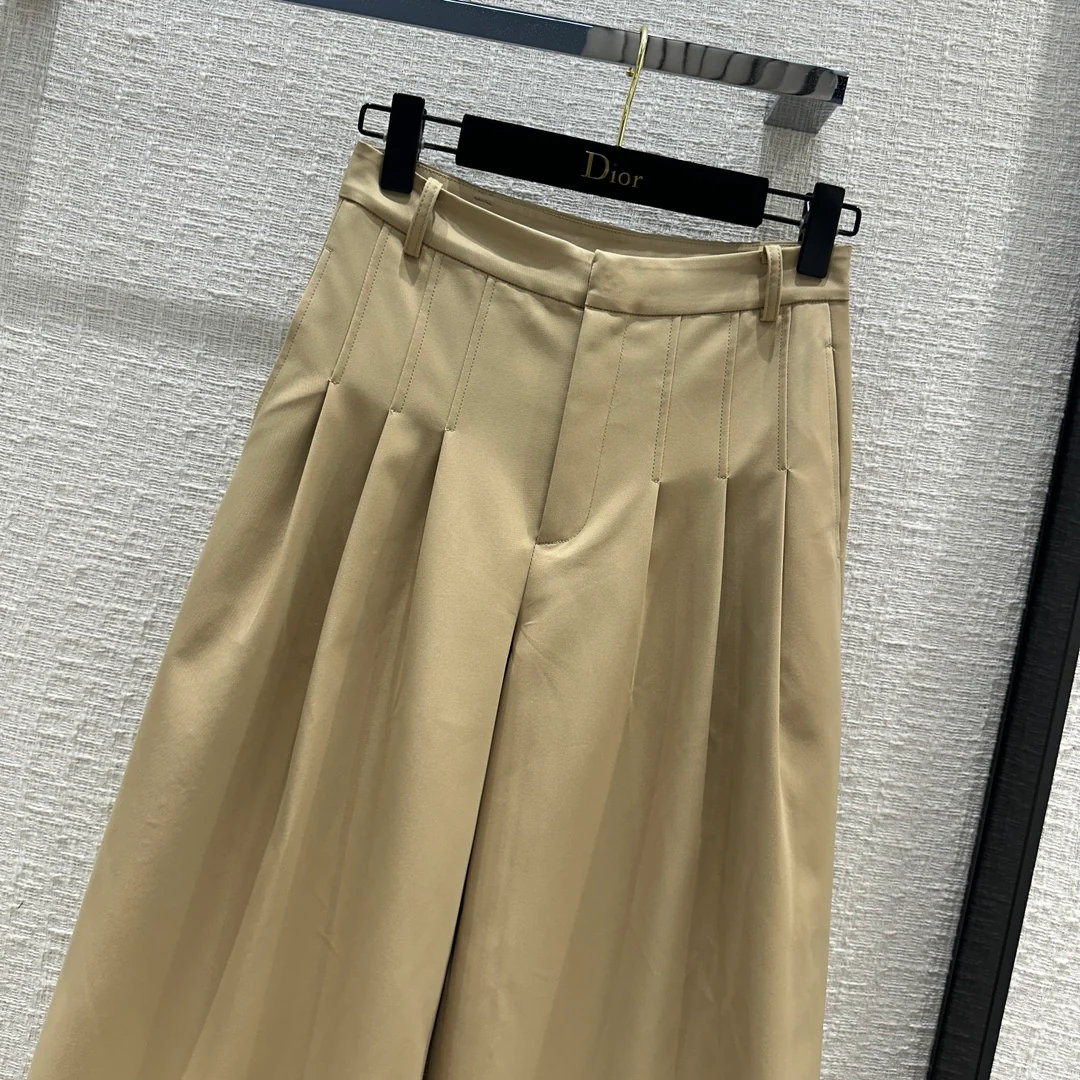 Dior 2403-24 Новинка ранней весны: брюки цвета хаки с широкими штанинами, брюки от костюма