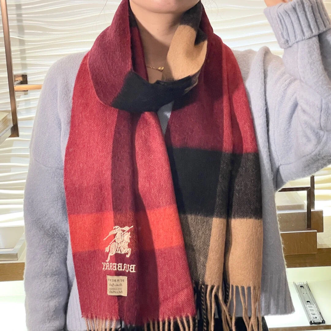 Кашемировый шарф Burberry с логотипом лошади - 35 см - 200 см - красный