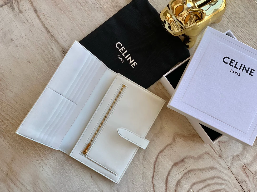 Длинный кошелек Celine - Кошелек с ремешком из крупнозернистой телячьей кожи - 13