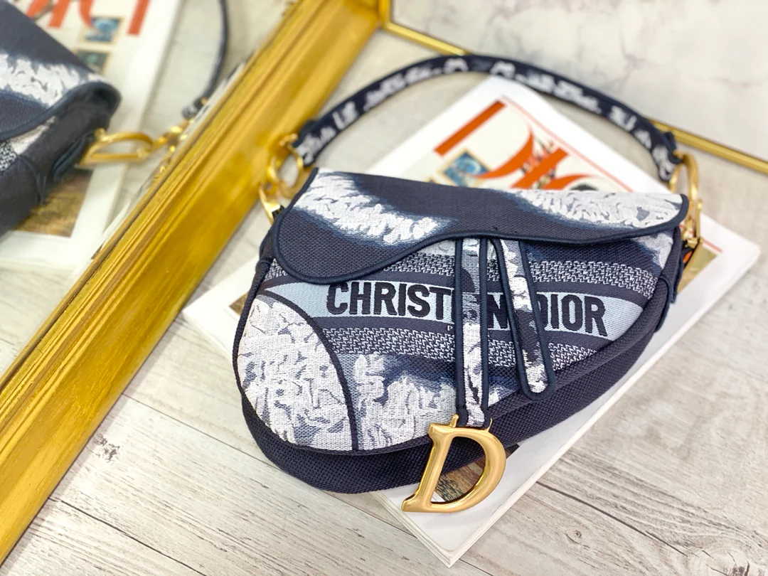 Сумка Dior Saddle Bag с вышивкой - 25 см
