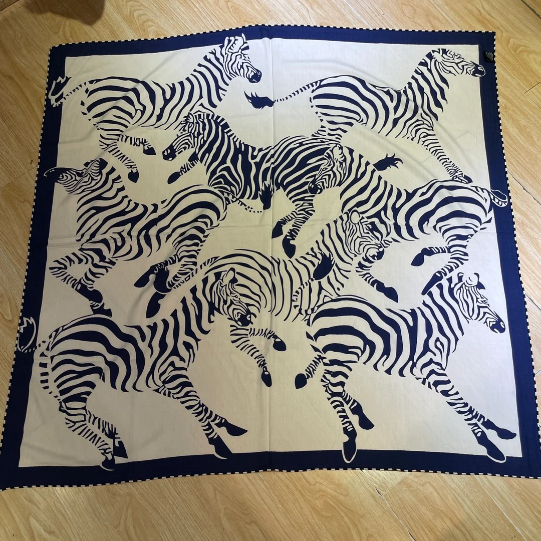 Большой двусторонний шарф Hermes - 135 см - 30 см - Шелк 70 - Шерсть