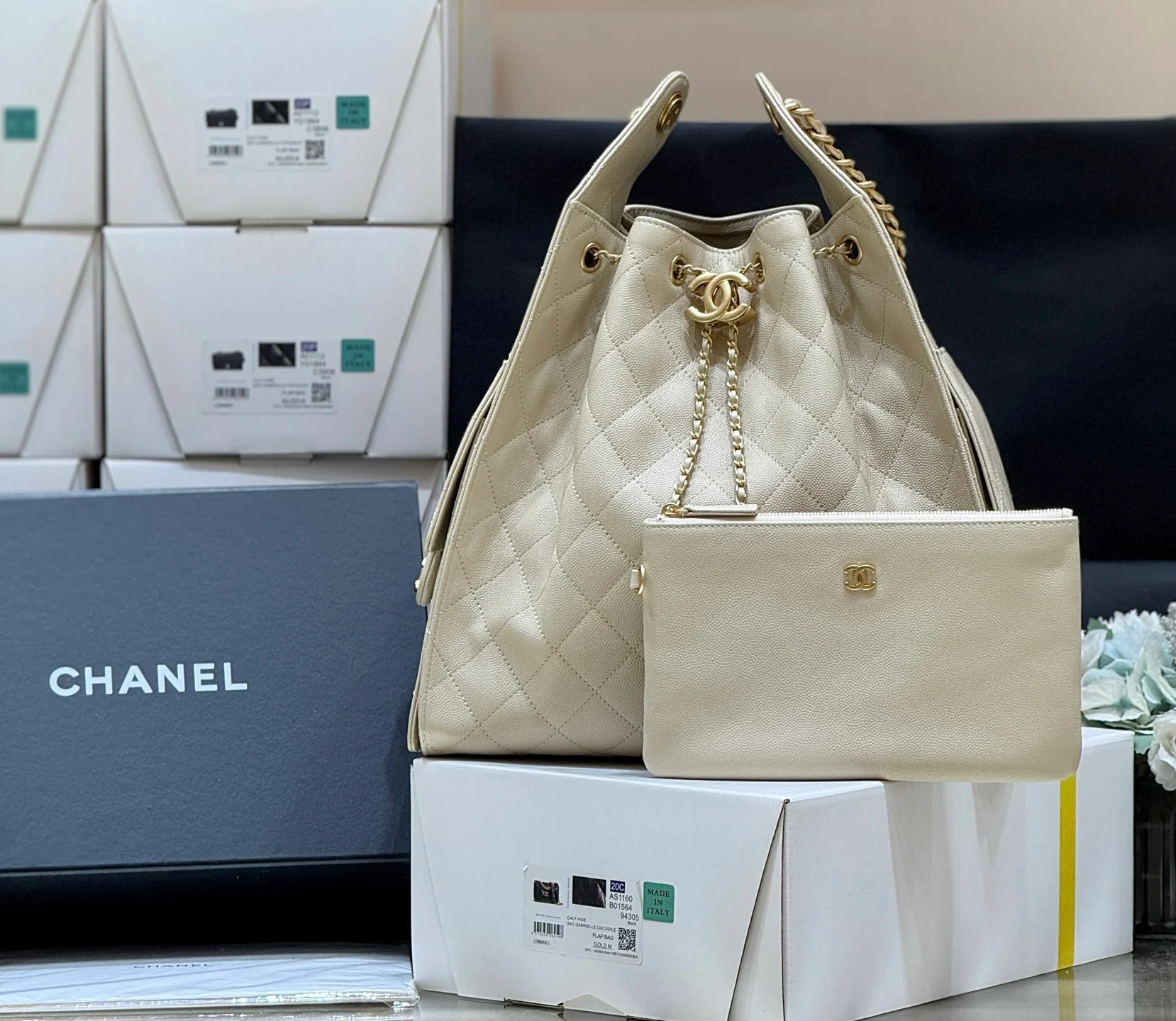 Сумка Chanel 25s 25, большой размер - абрикосовый цвет