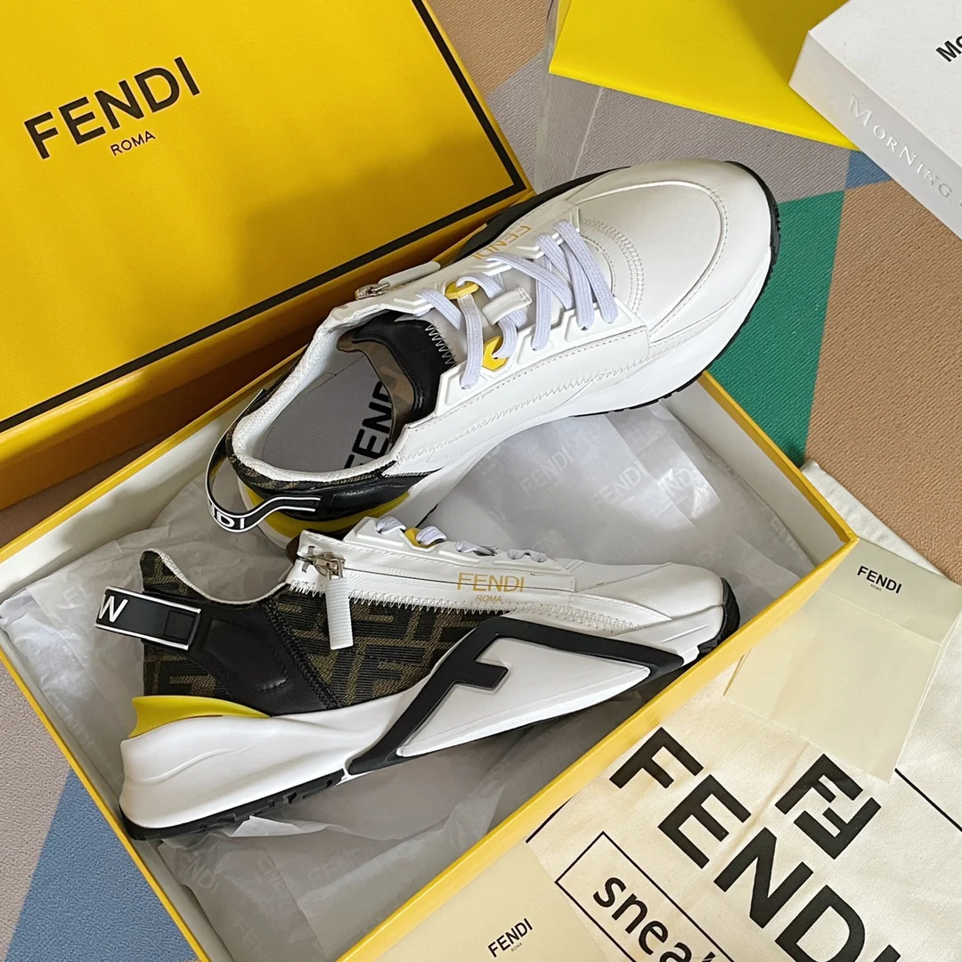 Fendi - Повседневные кроссовки - Белые и желтые - 1