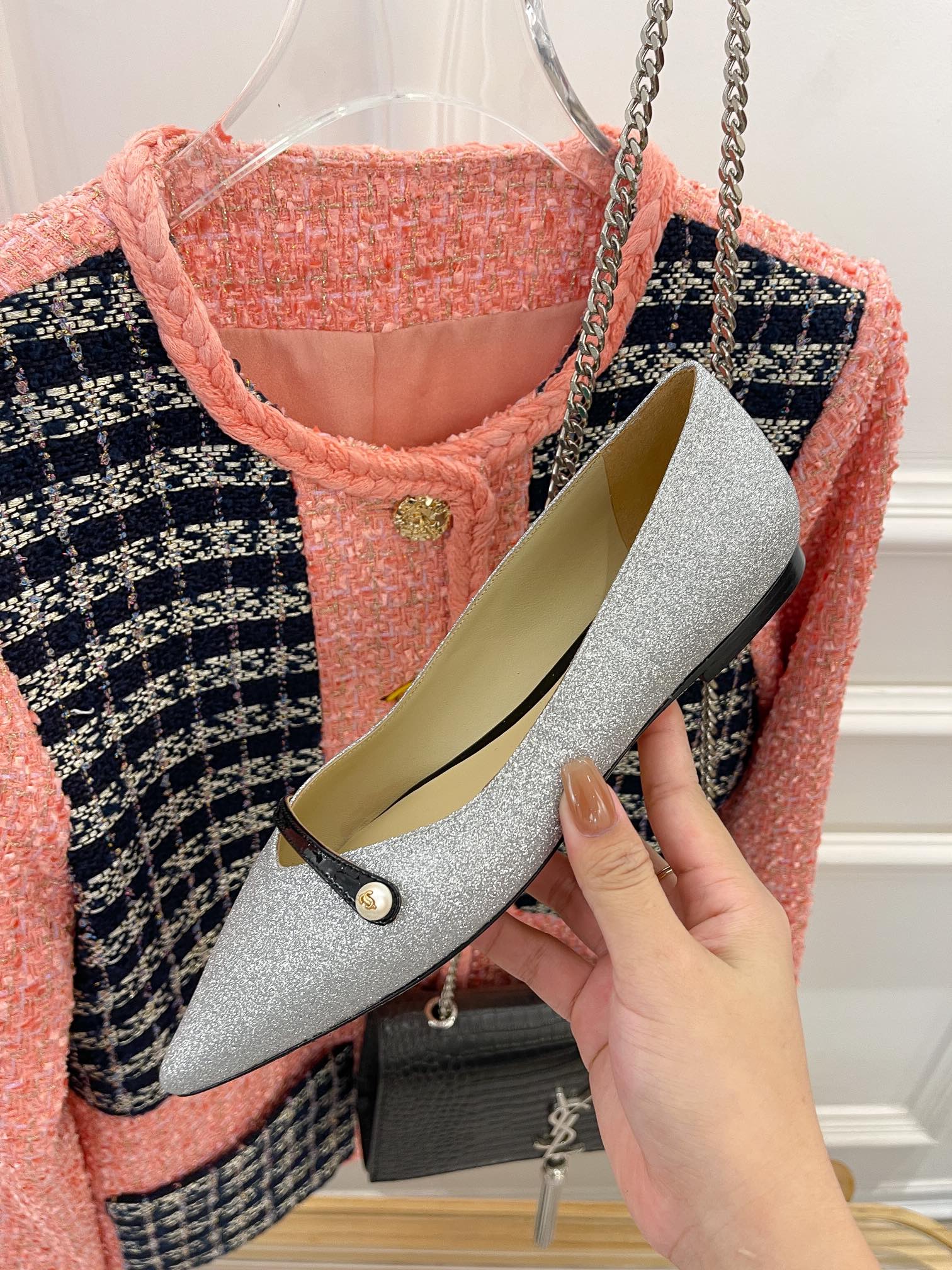 Классические жемчужные балетки Jimmy Classic Pearl Flats - серые