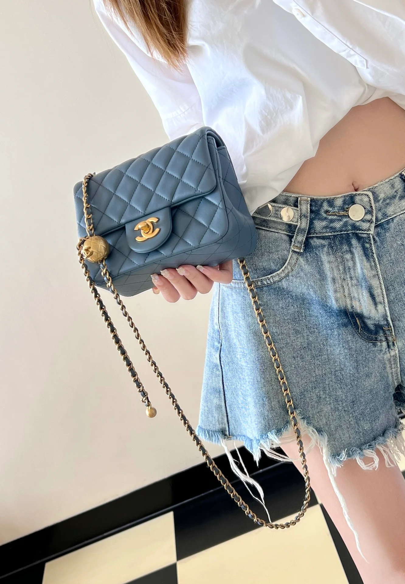 Chanel - CF Golden Ball Square Fat Man - Denim Blue