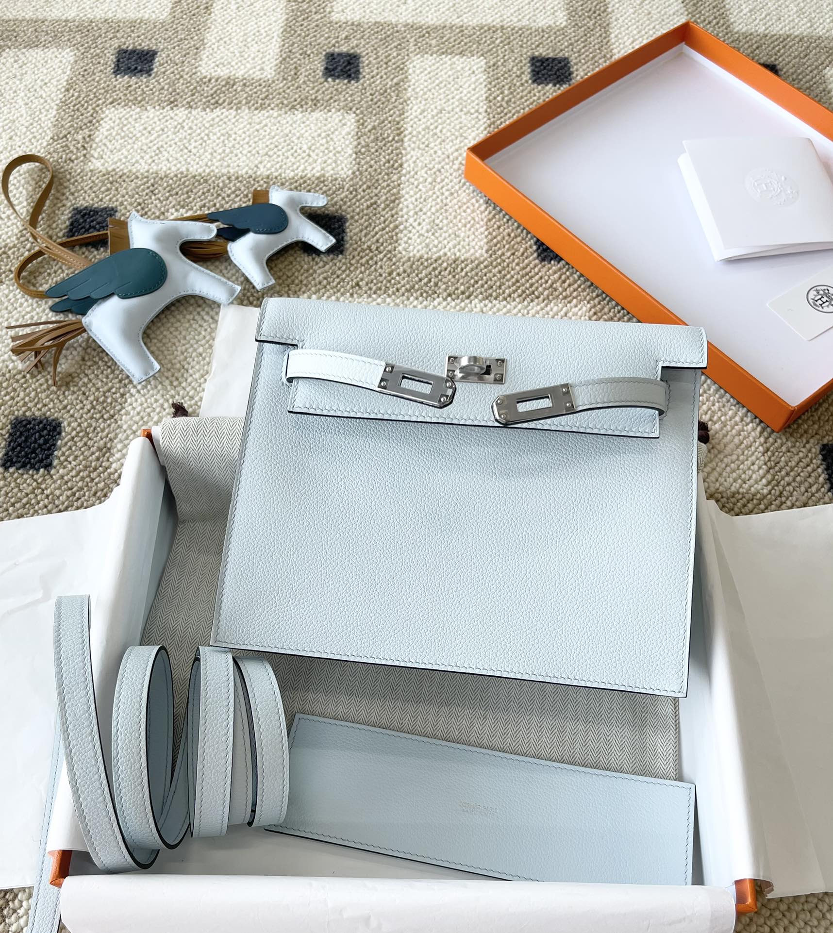 пряжка Hermes-kelly-danse-t0-mist сине-серебряная