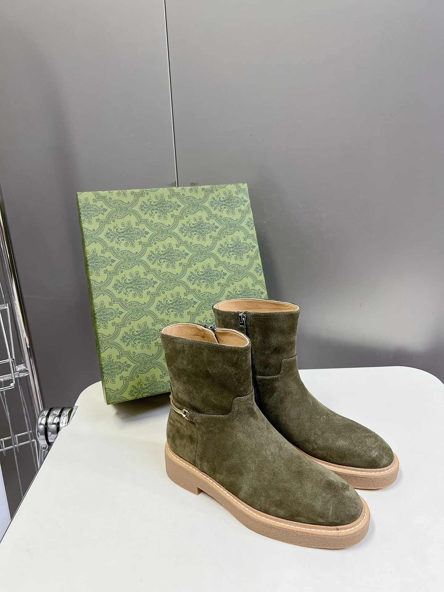 Ботинки для верховой езды Gucci 2024 - темно-зеленые - 1