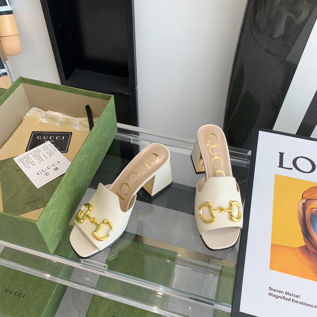 Босоножки Gucci с квадратным носком и низким каблуком - 1