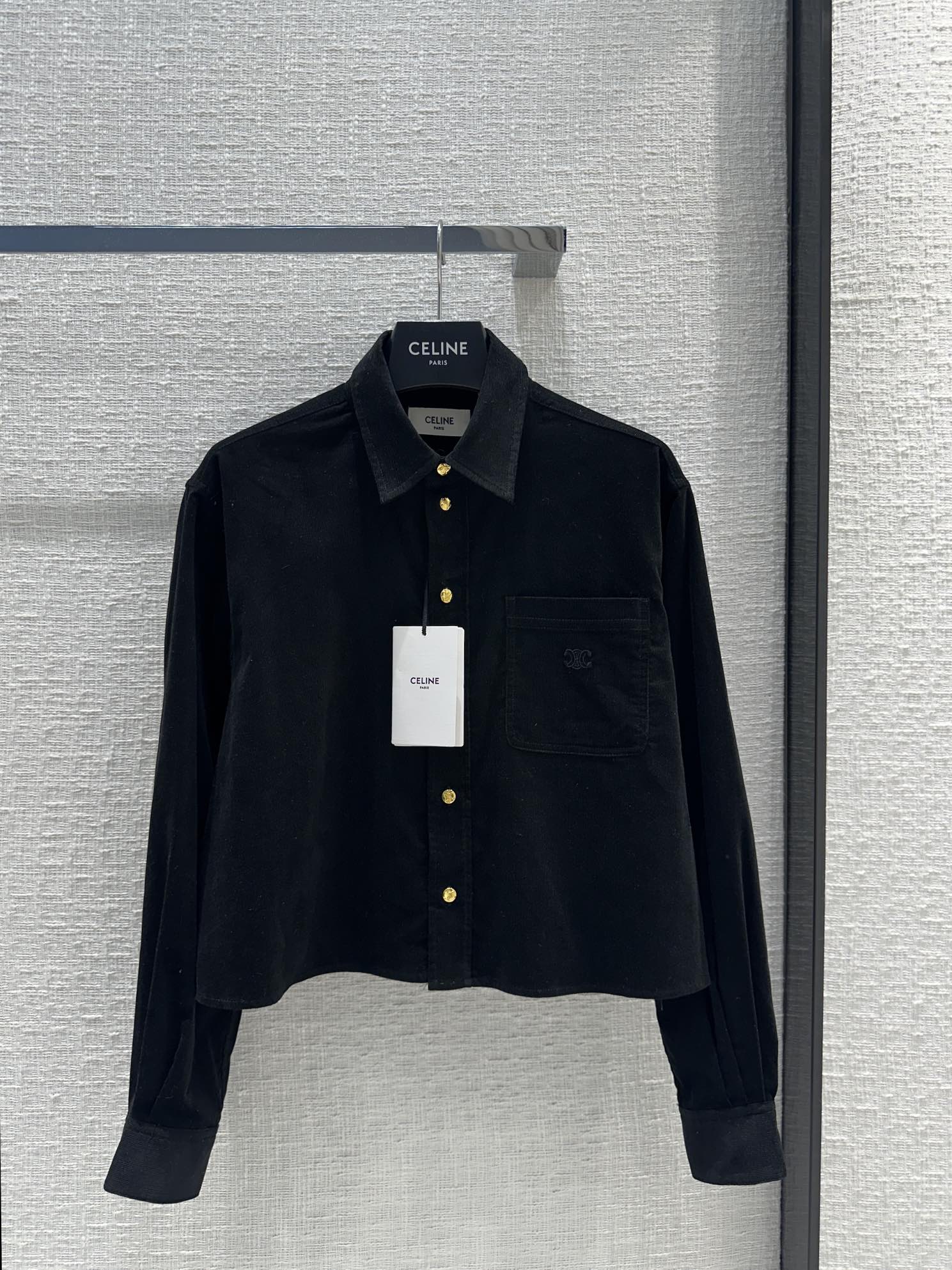 Вельветовая рубашка Celine-2403-24 для ранней весны с золотыми пуговицами