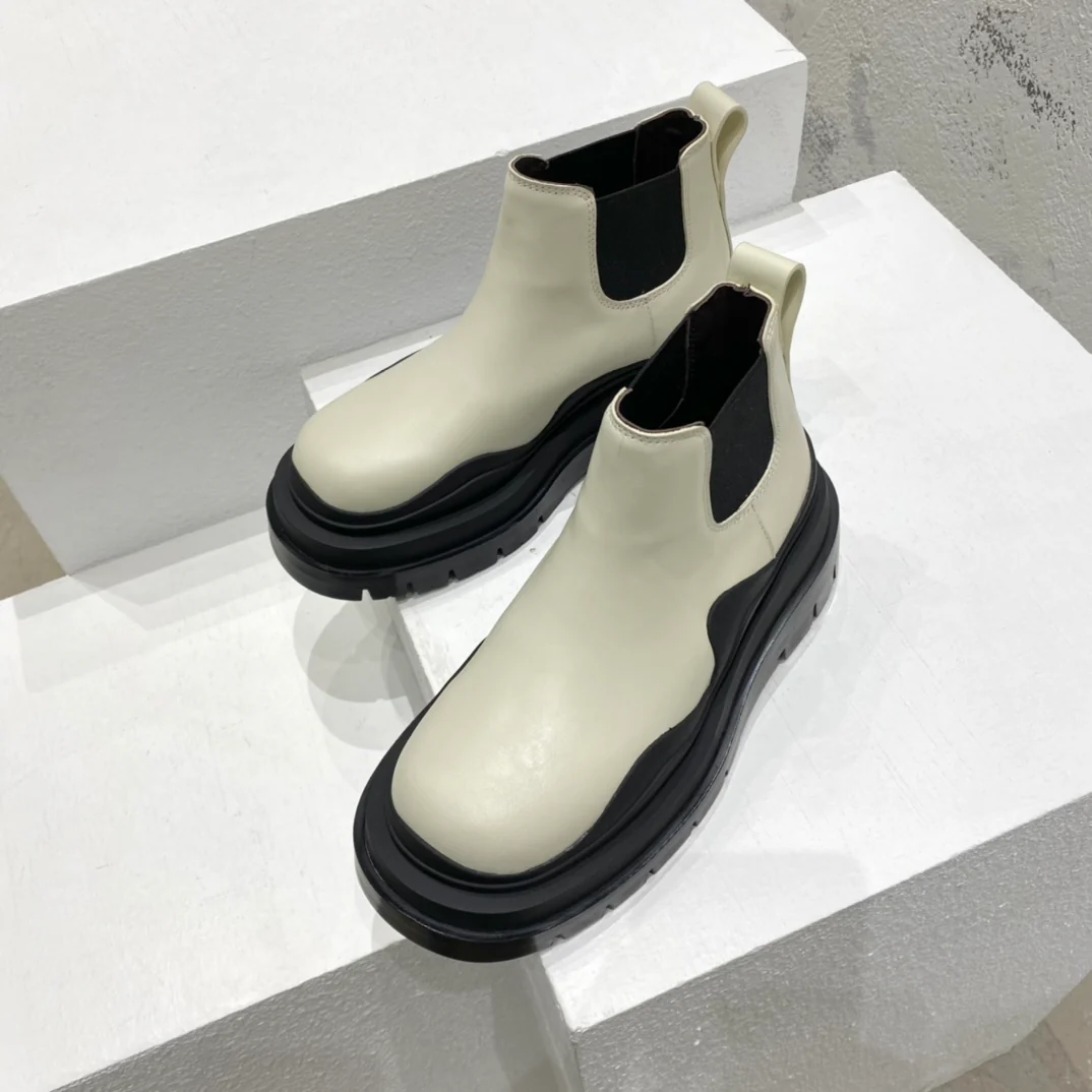 BV-22ss - Британские ретро-ботинки до щиколотки - Унисекс - Бежевые с черной подошвой