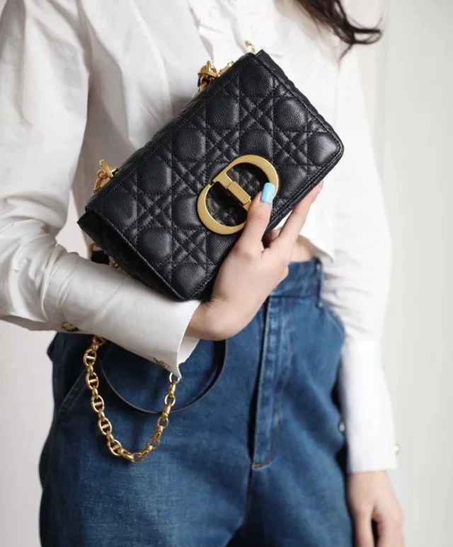 Dior Caro Small 20cm, черная телячья кожа