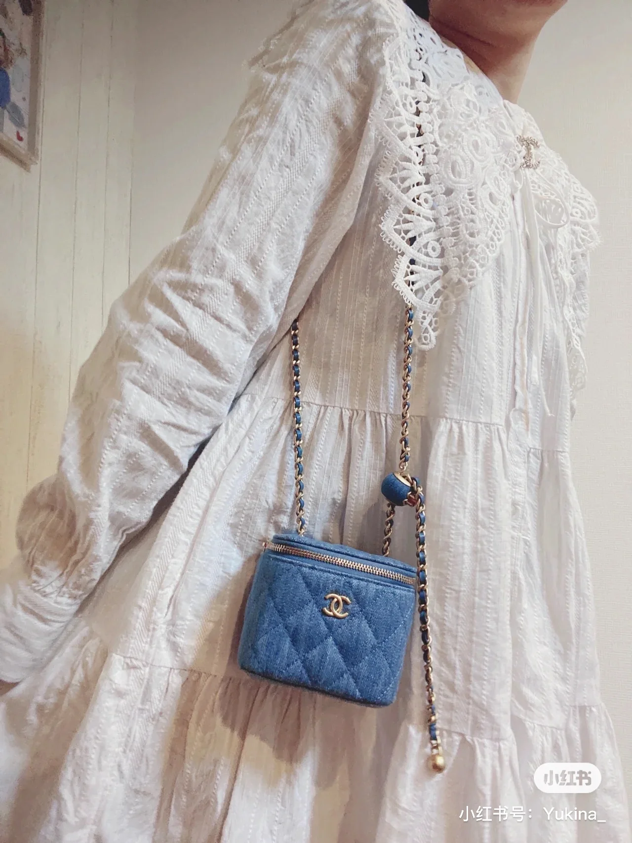 Маленькая коробочка Chanel Denim Gold Ball