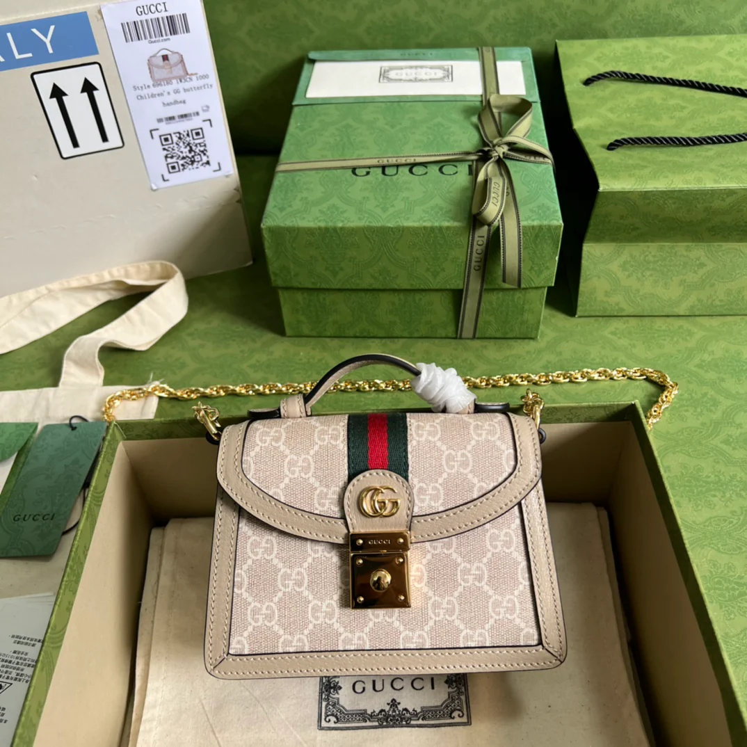 Мини-сумочка Gucci Ophidia/сумка через плечо - 17 см (5x13x6 см) - Цвет овсянки - 1 шт.